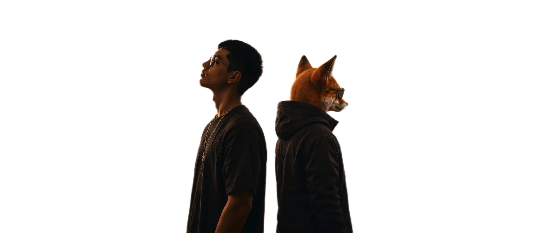 Cristian y Cabo The Fox de espaldas, en silueta